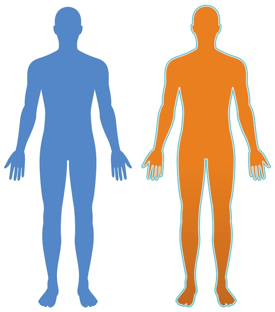 Dual Human Silhouettes In Blue And Orange 417136321
