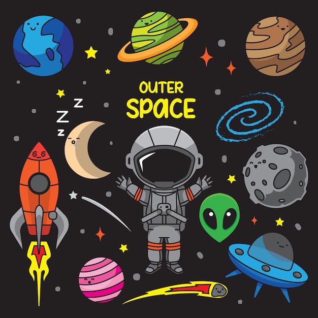 Outer Space Doodles Illustration 9718524